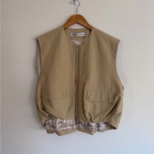 Zara Beige Women's Gathered Hem Cotton Vest